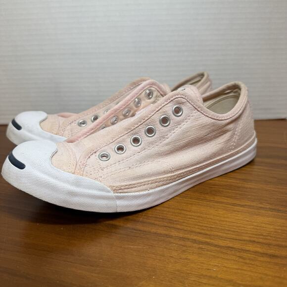 Converse Jack Purcell Slip On Laceless Sneakers Light Pink Canvas Women 7 - Picture 3 of 5